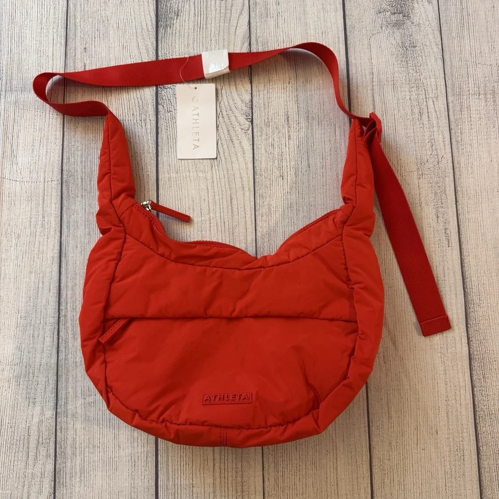 Athleta All About Small Crossbody Hobo Bag New With Tags Color Cardinal)